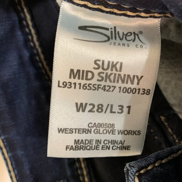 Silver Jeans Suki sz 28 Mid Skinny Dark Wash Inseam 29.5" - Picture 11 of 12